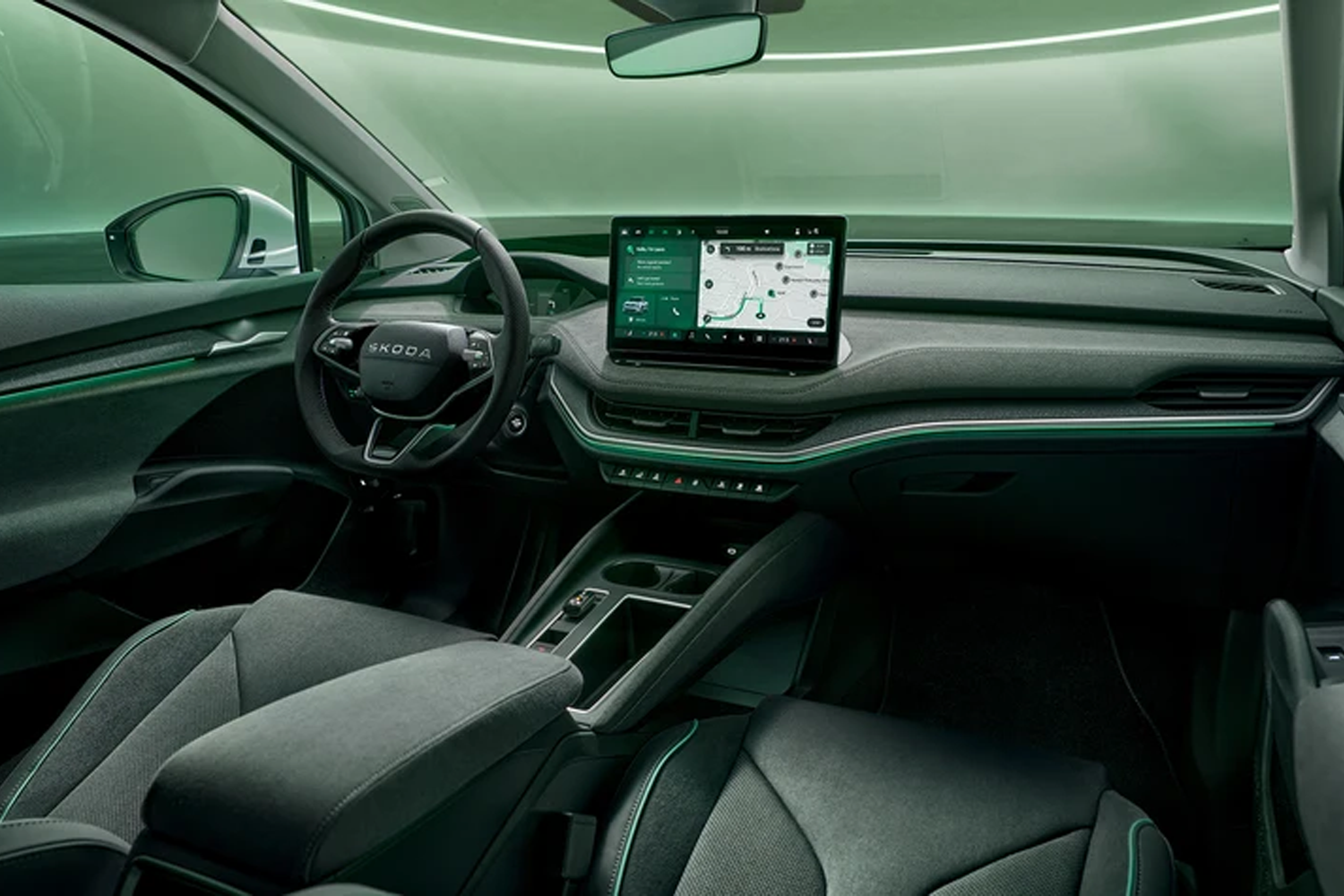 front interior and dash of new skoda enyaq