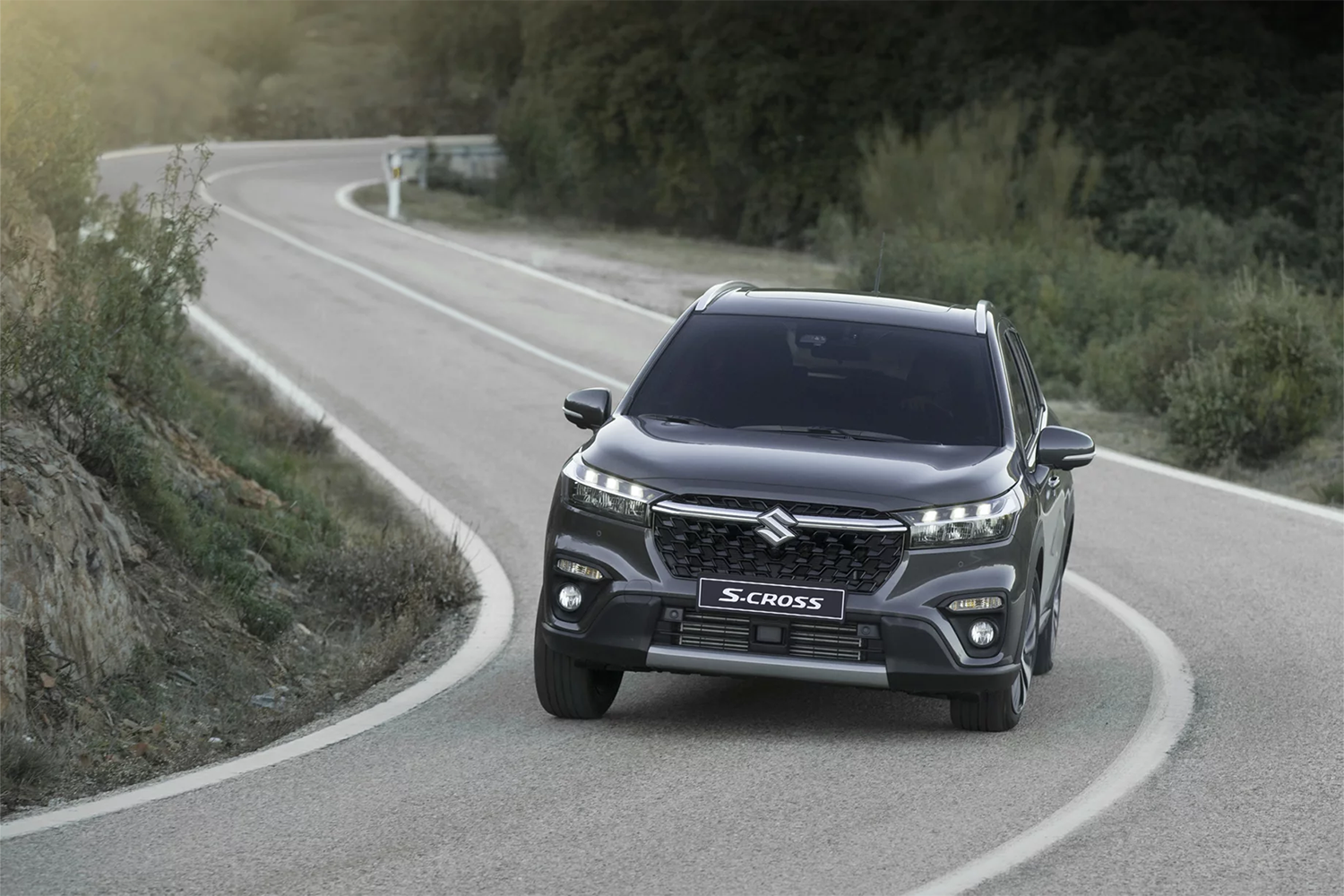 black s-cross on the road