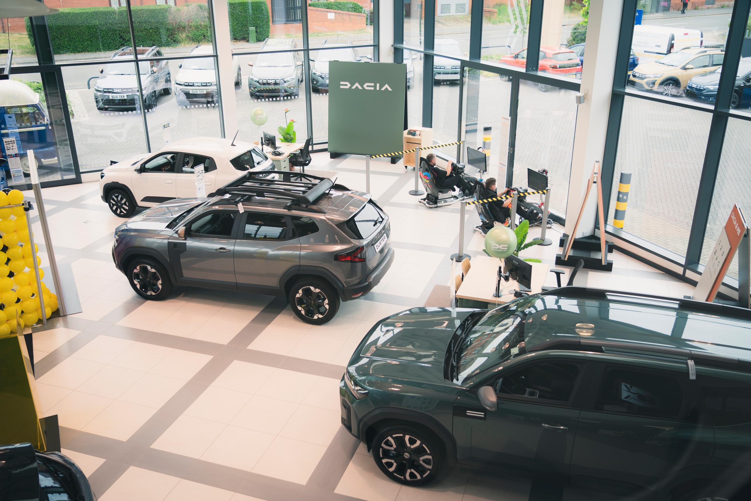 Cars in showroom
