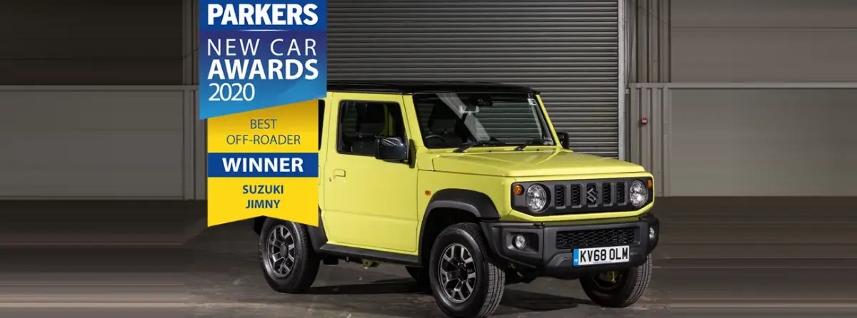 Yellow Suzuki Jimny front facing