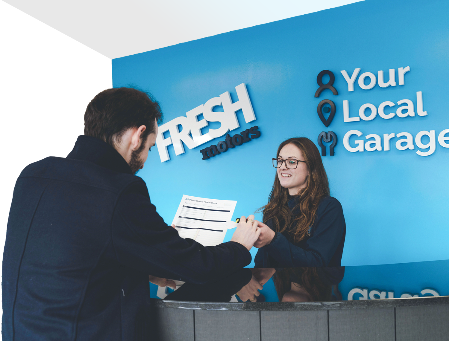 Reception area of dealership