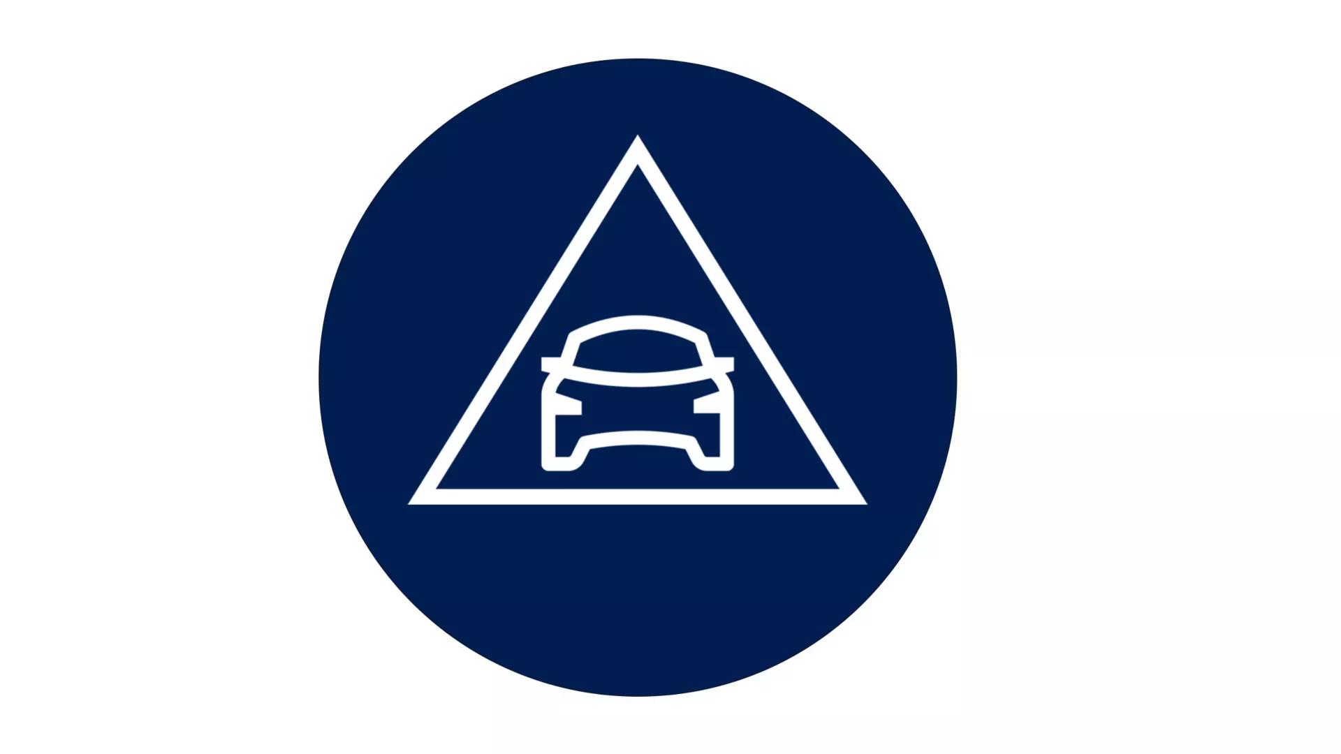 Car inside a triangle icon