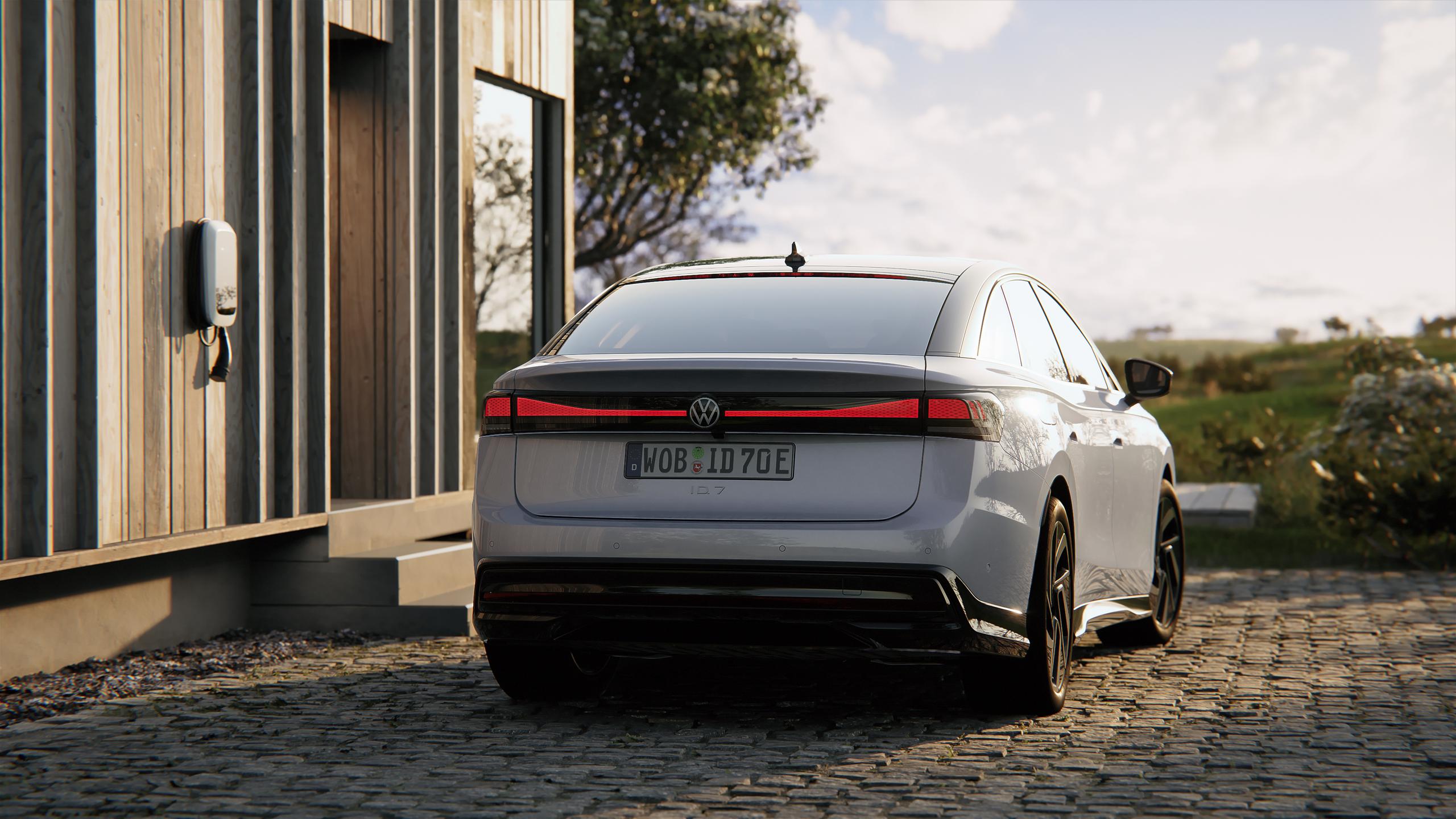White Volkswagen ID.7 Rear View