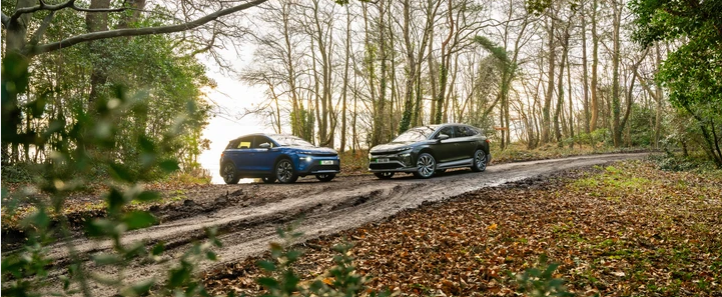 Two SKODA vehicles in woods