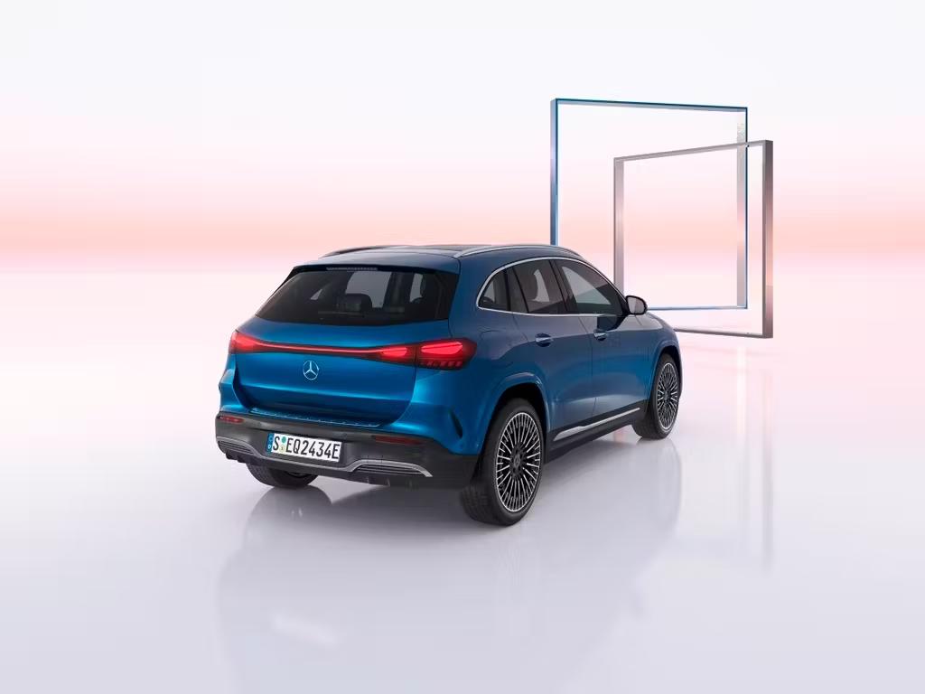 Blue Mercedes-Benz EQA Rear Side View