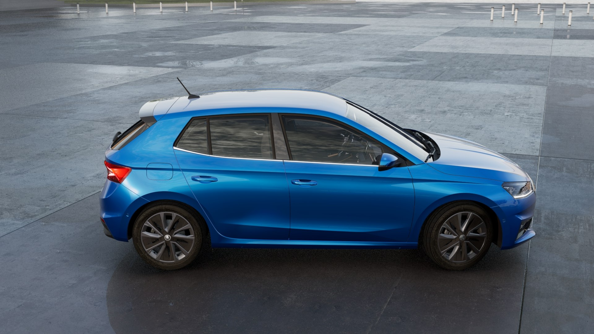Blue SKODA Fabia Side View