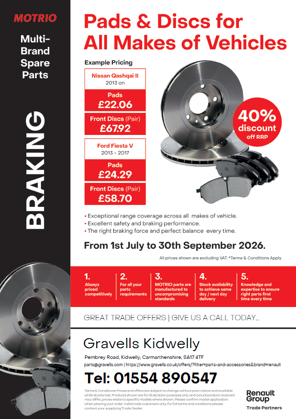 MOTRIO Parts Offers | replacement Pads & Discs at Gravells