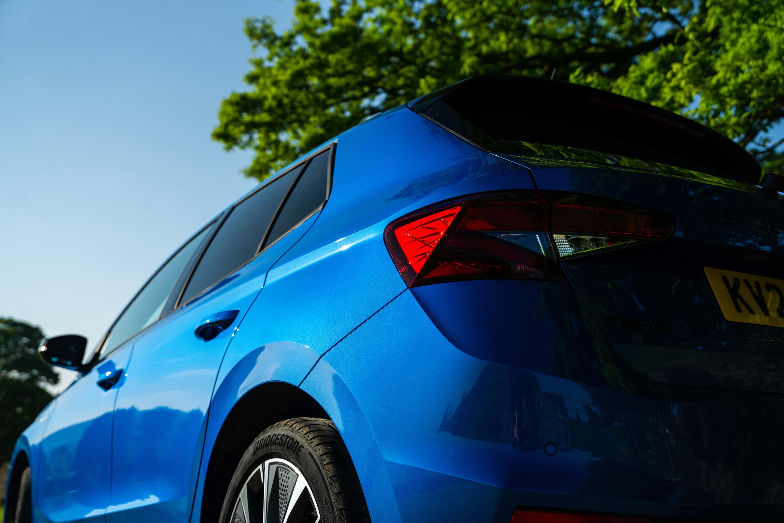 Blue SKODA Fabia Rear Side View