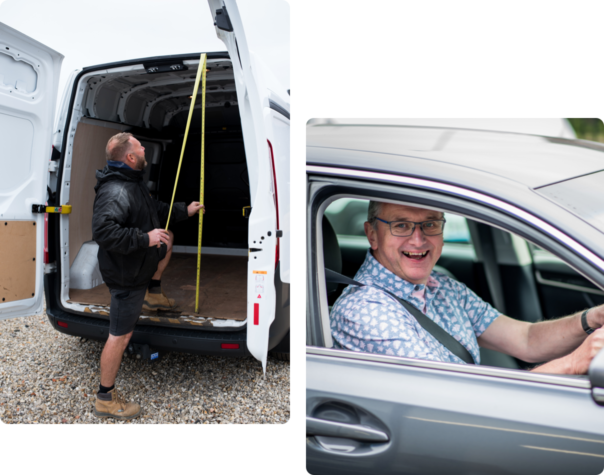 People in cars and vans