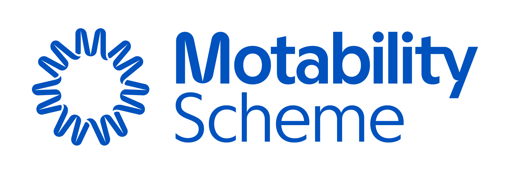Motability Scheme logo in blue on a transparent background.