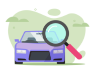 Magnifying glass looking at car