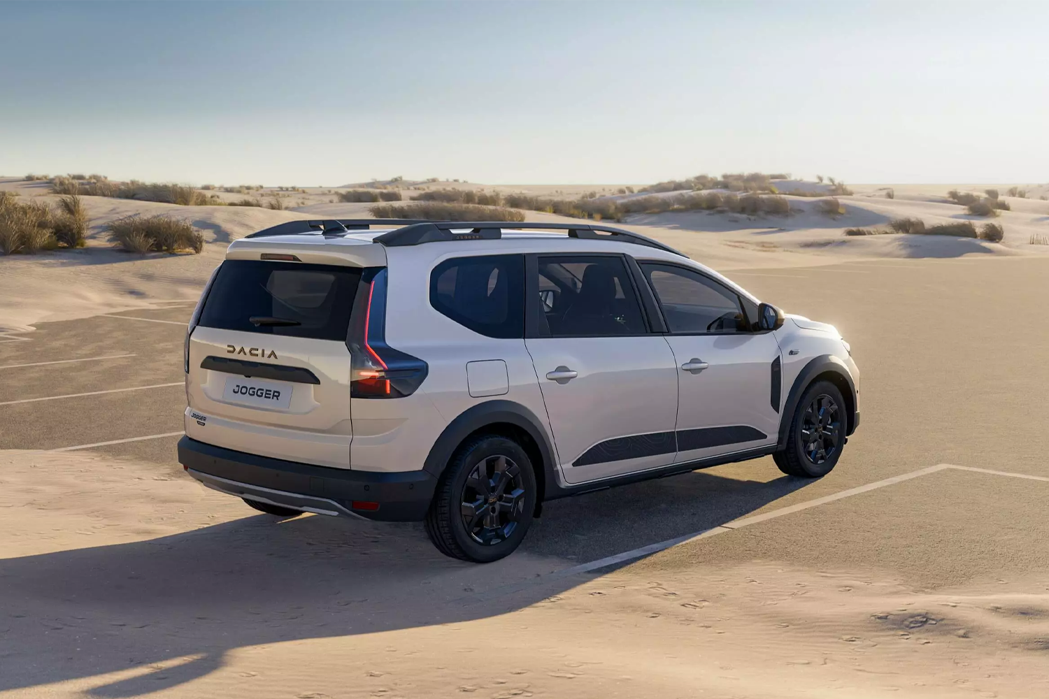 White Dacia Jogger Rear Side View