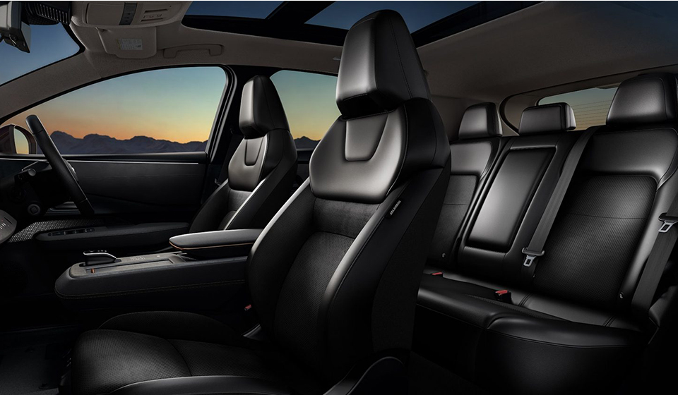 Interior of a Nissan ARIYA - leather