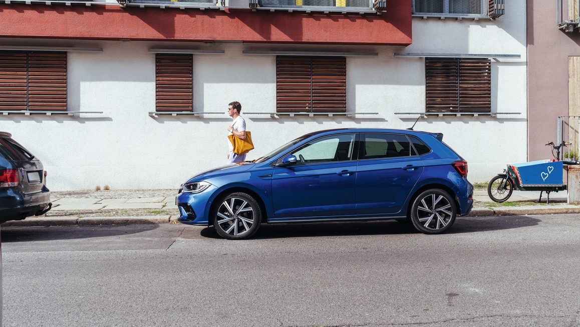Blue Volkswagen Polo Side View