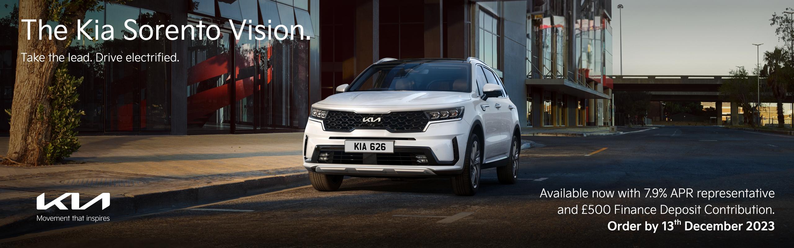 Sorento - Vision 7.9% APR. £500 deposit contribution. order by the 13th December 2023