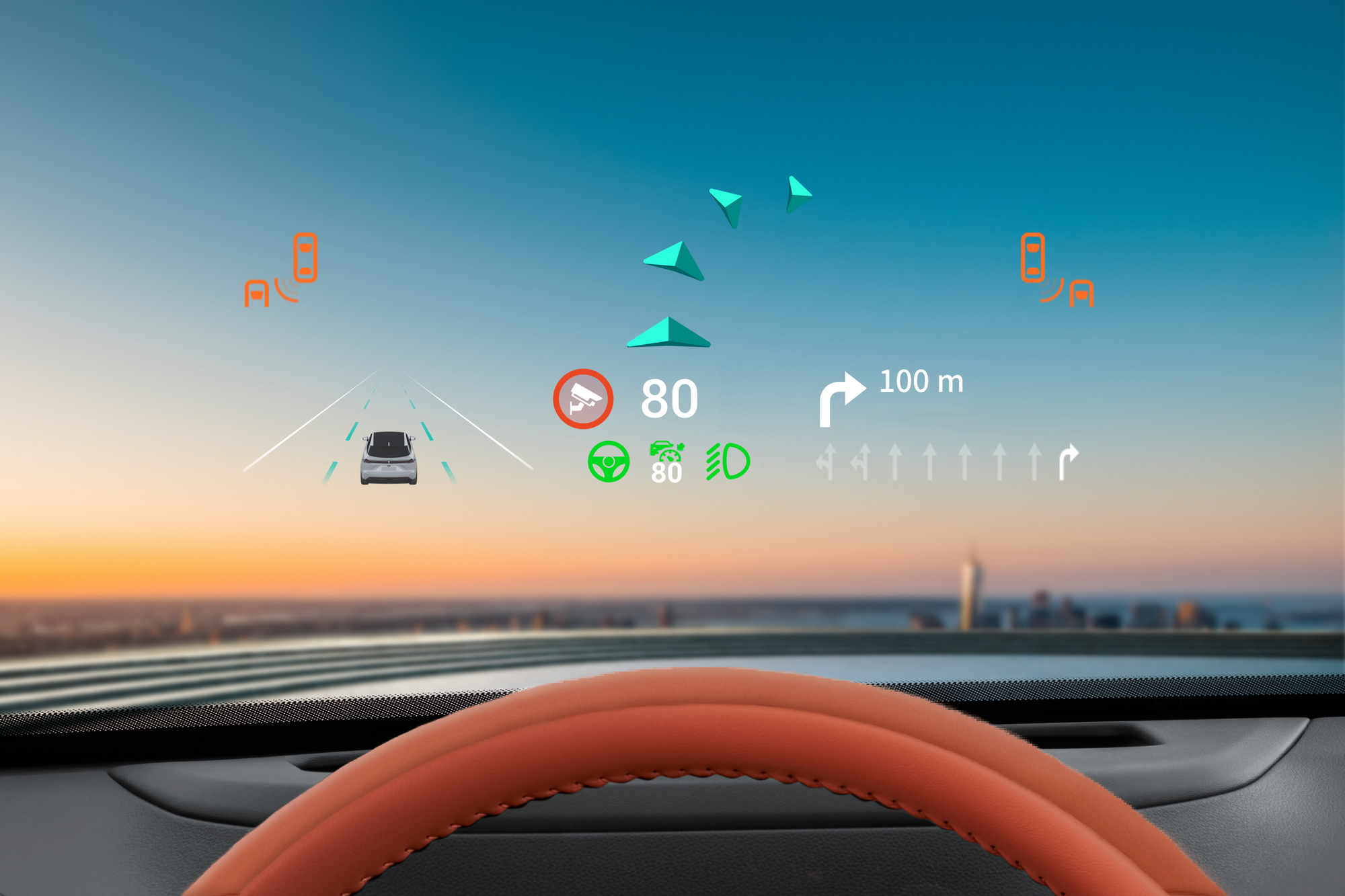 changan Deepal s07 with icons on the windscreen