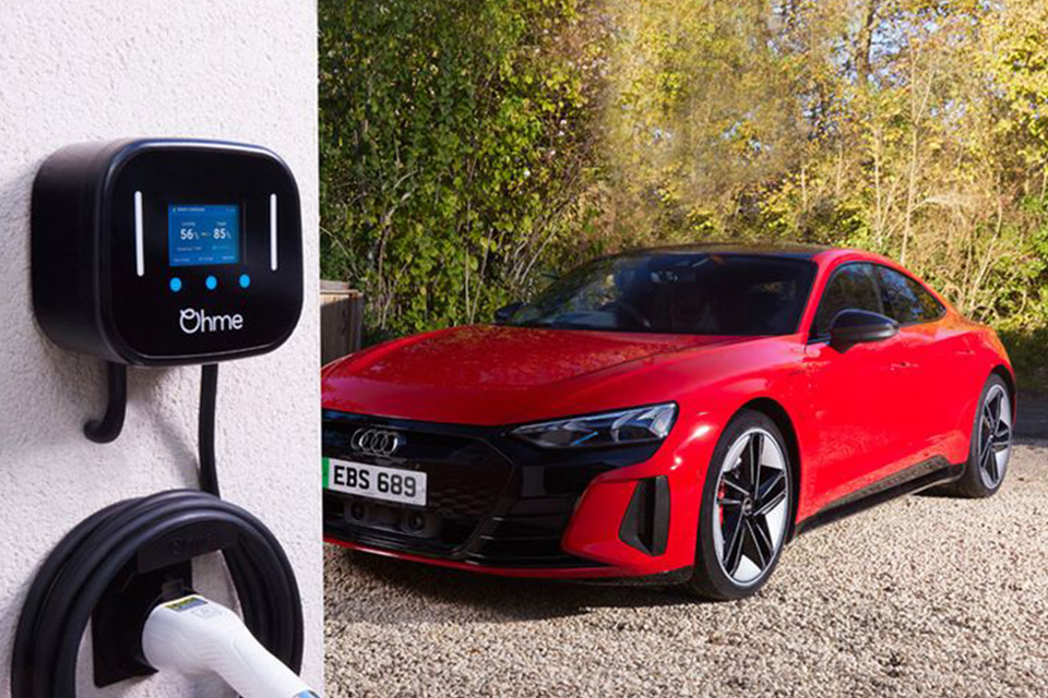 Red Audi On Charge Via Ohme Charger