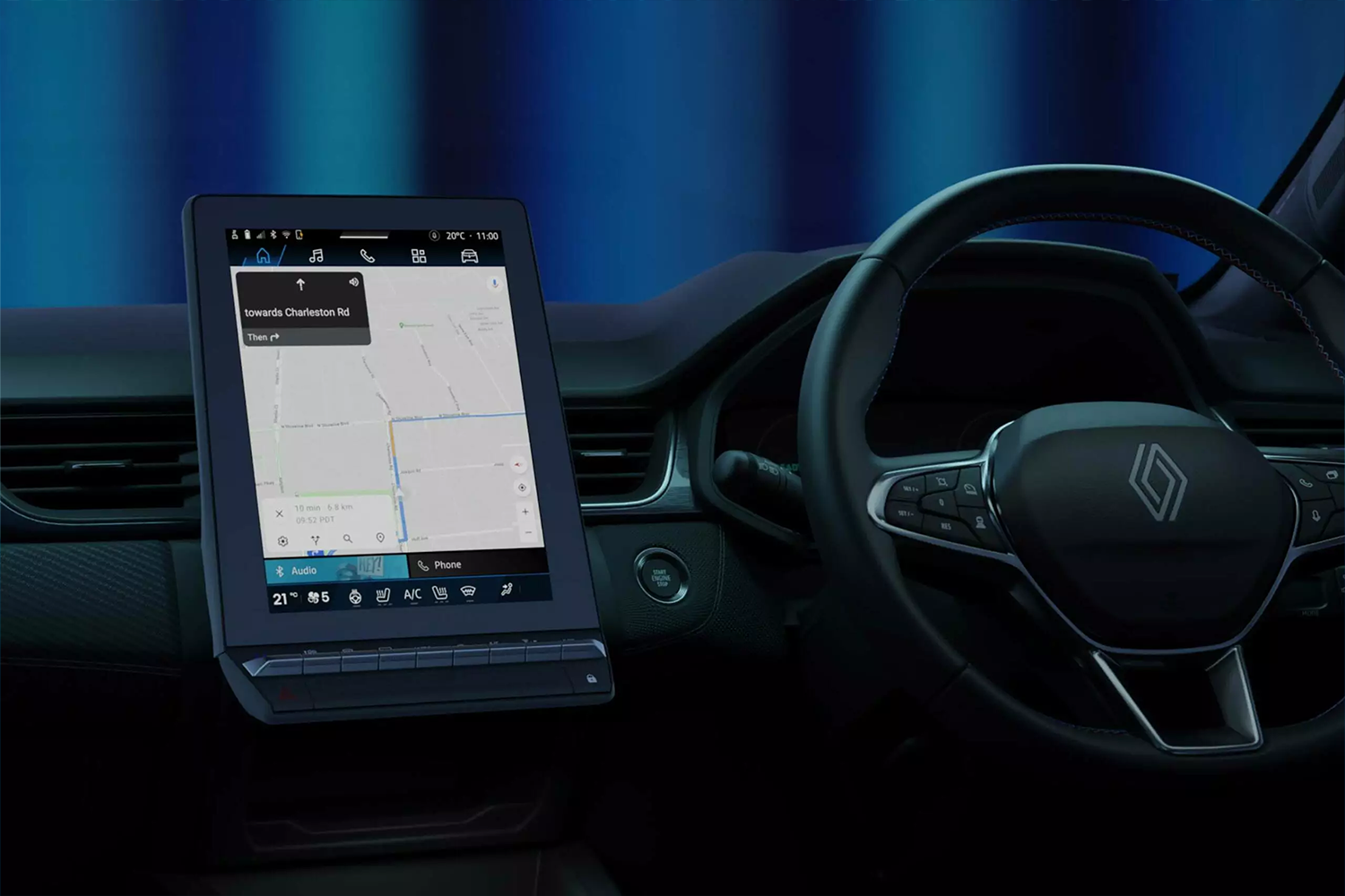 symbioz driver view screen and steering wheel
