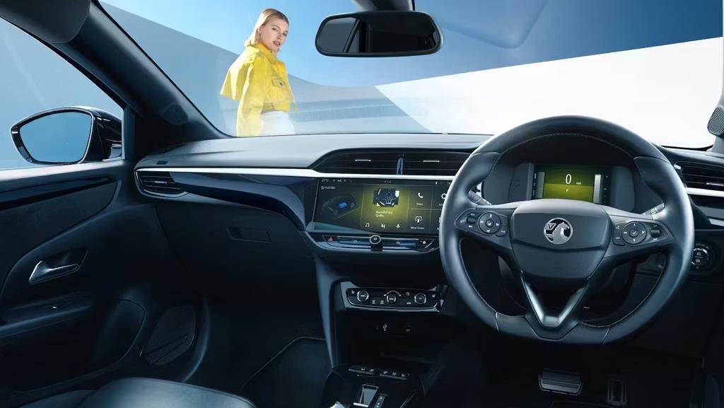 Vauxhall Corsa Electric interior featuring a digital driver display and touchscreen infotainment system.