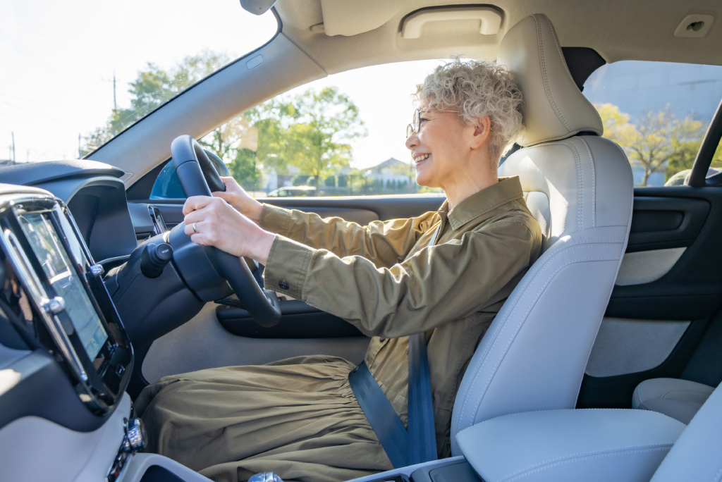 Woman driving car