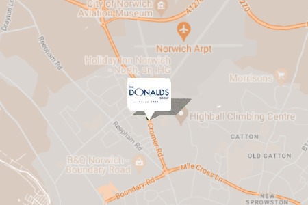 Map showing location of The Donalds Group Norwich