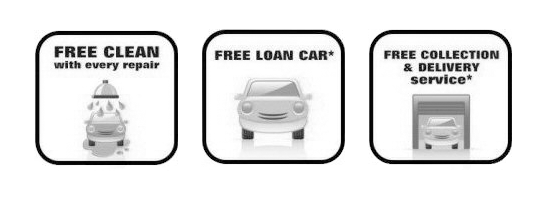 Accident repair benefits icons