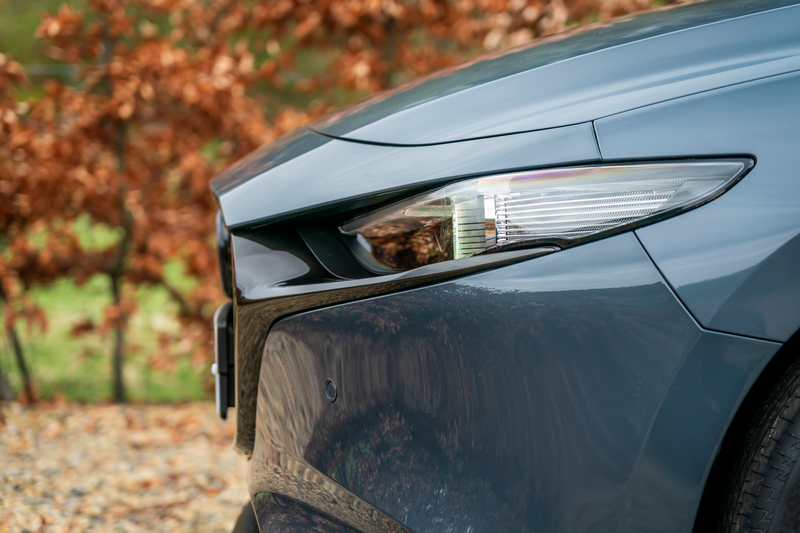 A close up of the front of a new Mazda3 hatchback
