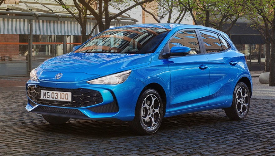 MG3 in blue parked in an urban environment.