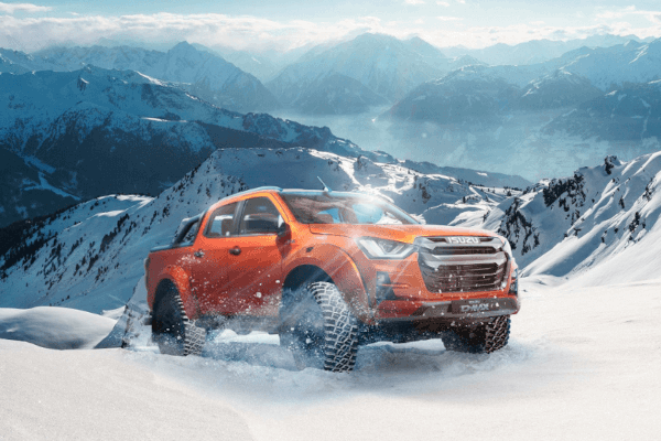Isuzu AT35 in the snowy mountains