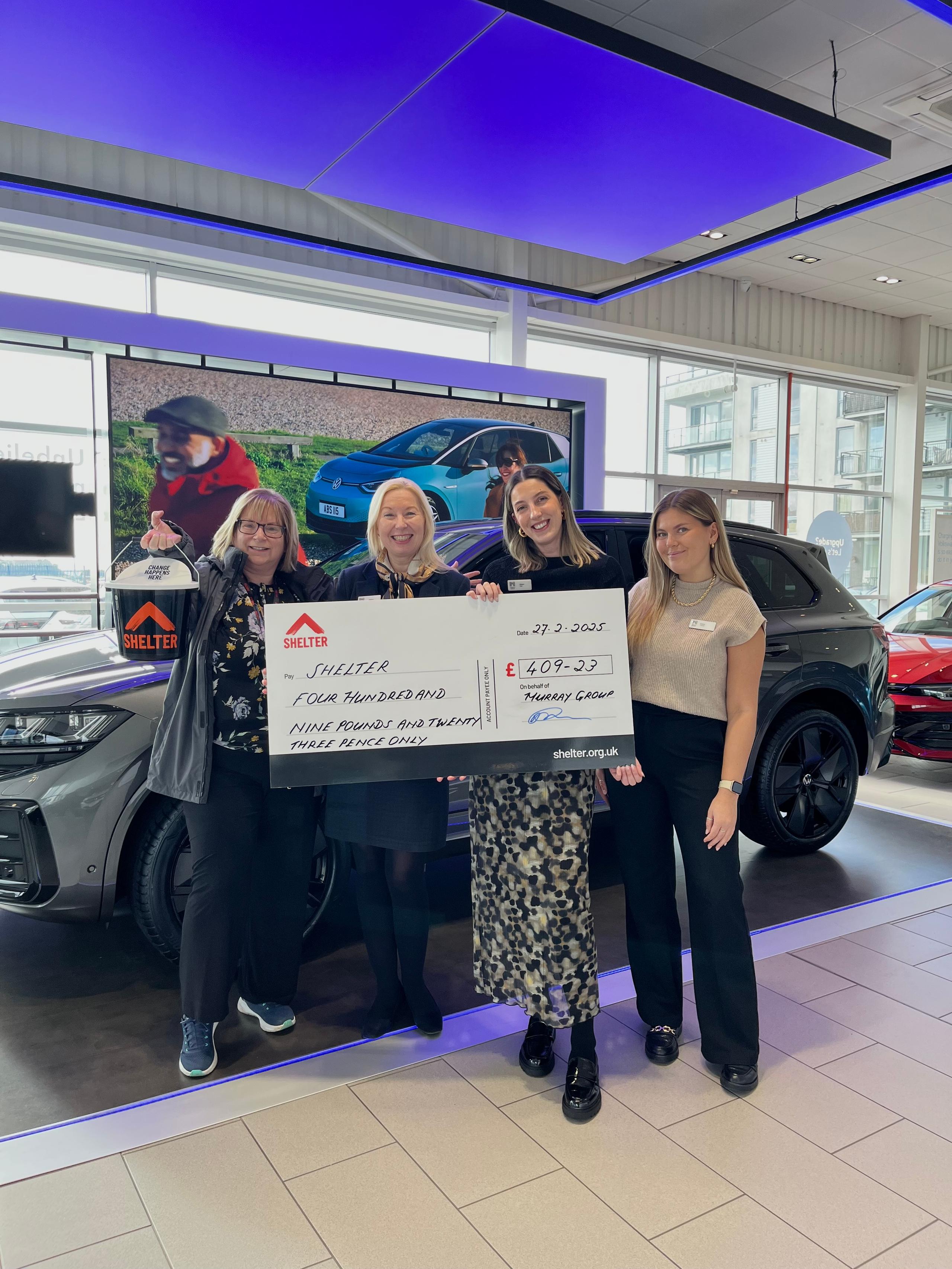Celebrating fundraising success for our 2024 Charity of the Year, Shelter.