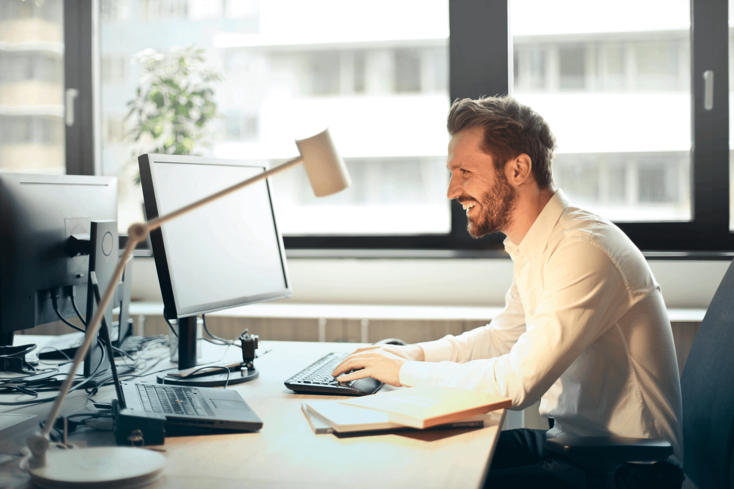 man at work desk