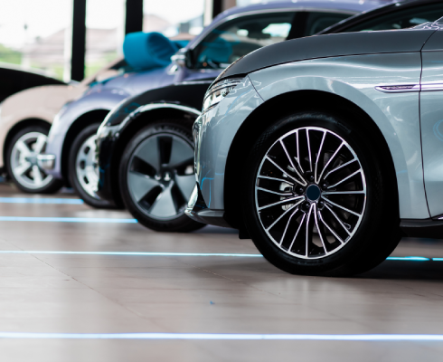 Cars in showroom