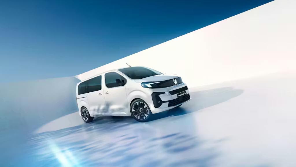 White Vauxhall Vivaro Life showcased from the front three-quarter angle in a bright studio environment.
