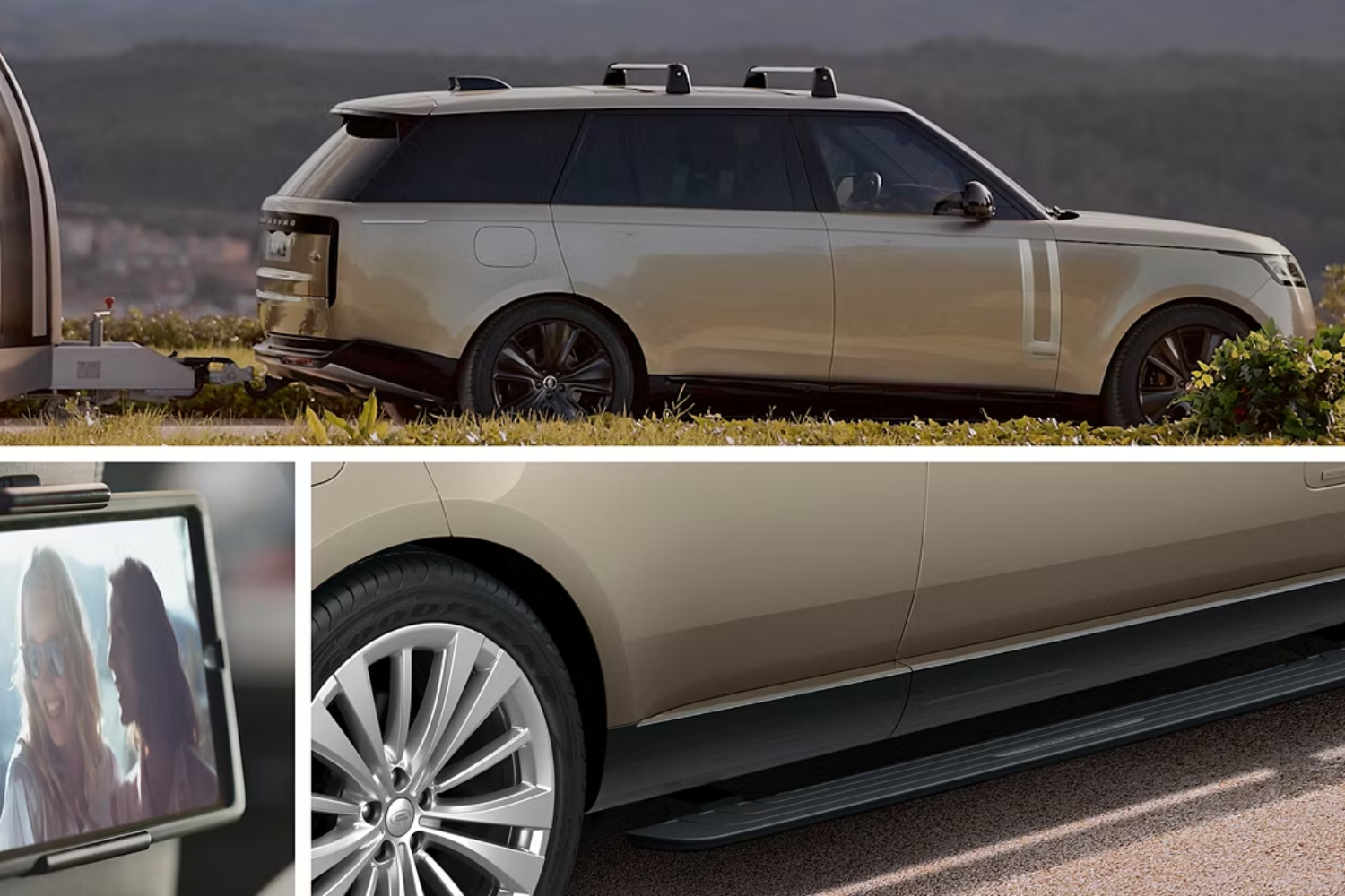 Range Rover with towing hitch and deployable side steps.