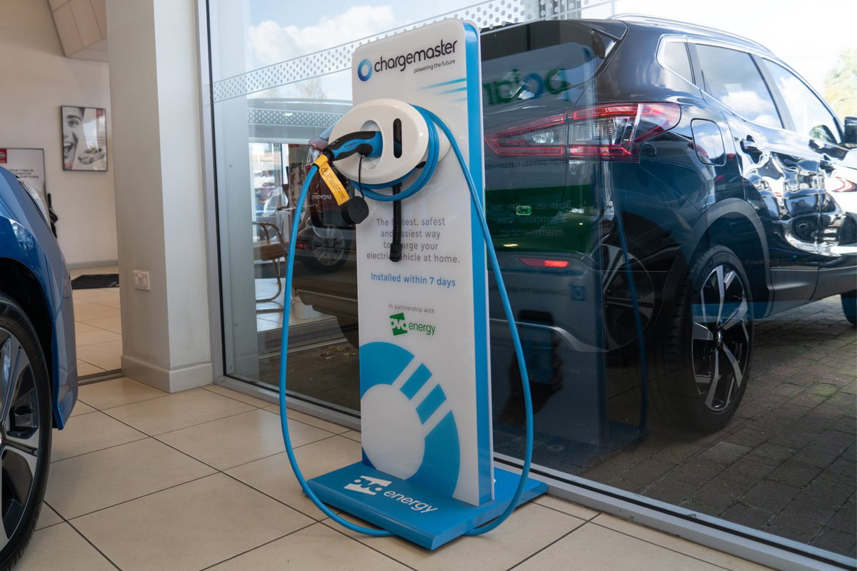 blue car electric charger