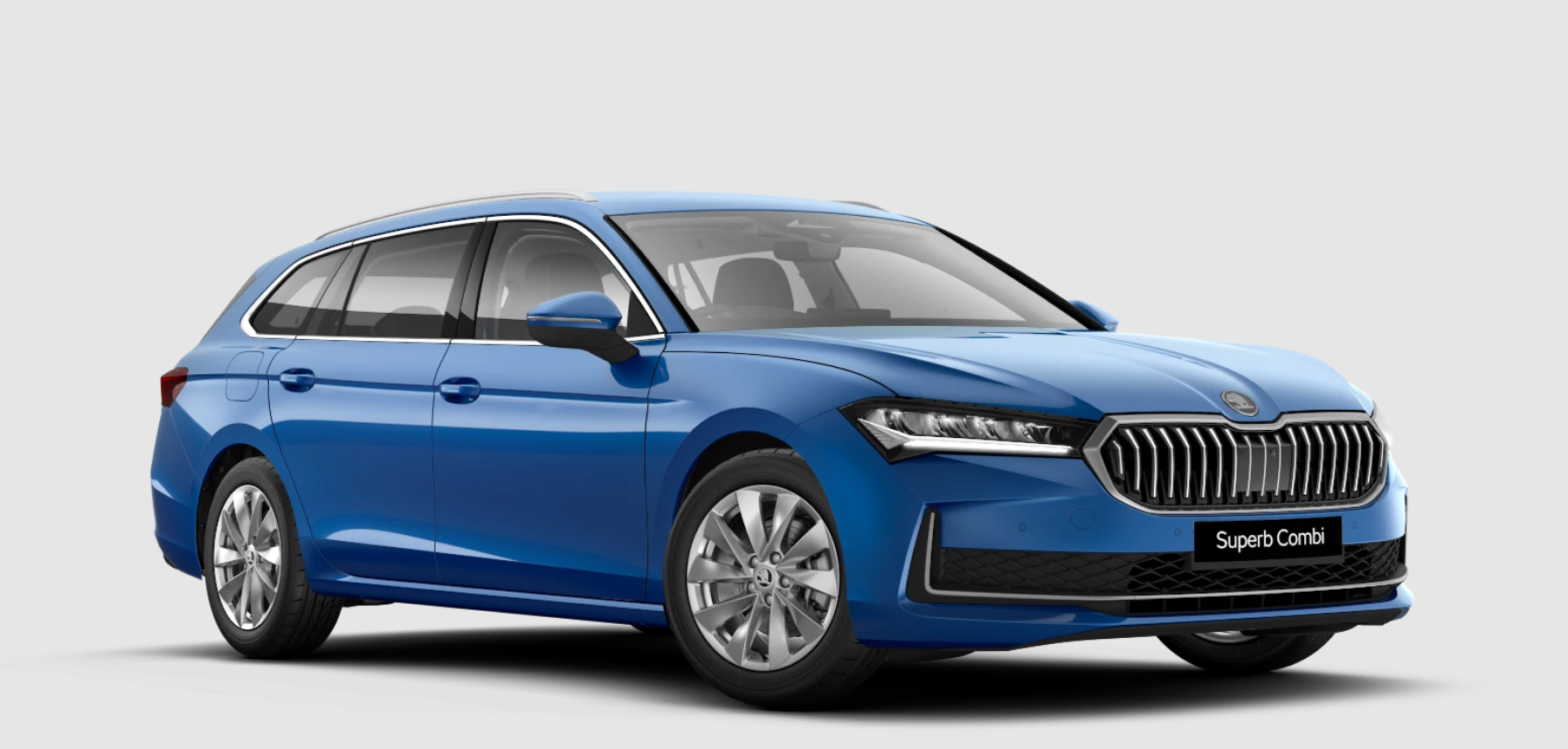 Blue SKODA Superb Front Side View