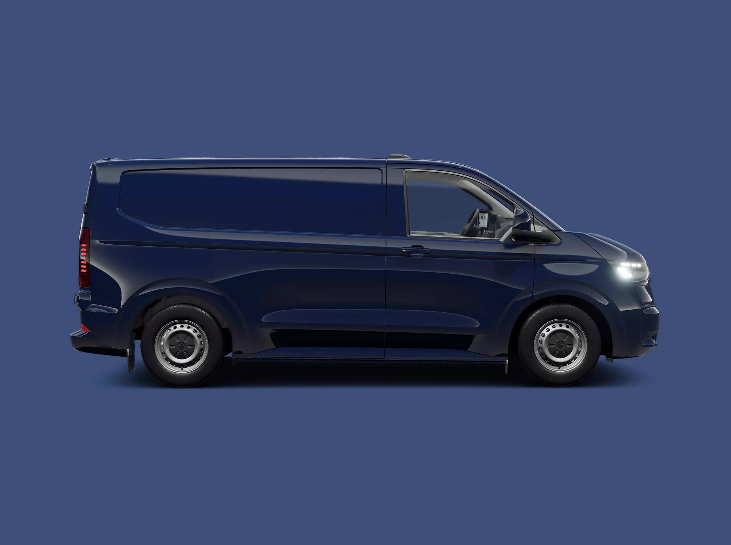 Blue Volkswagen E=Transporter