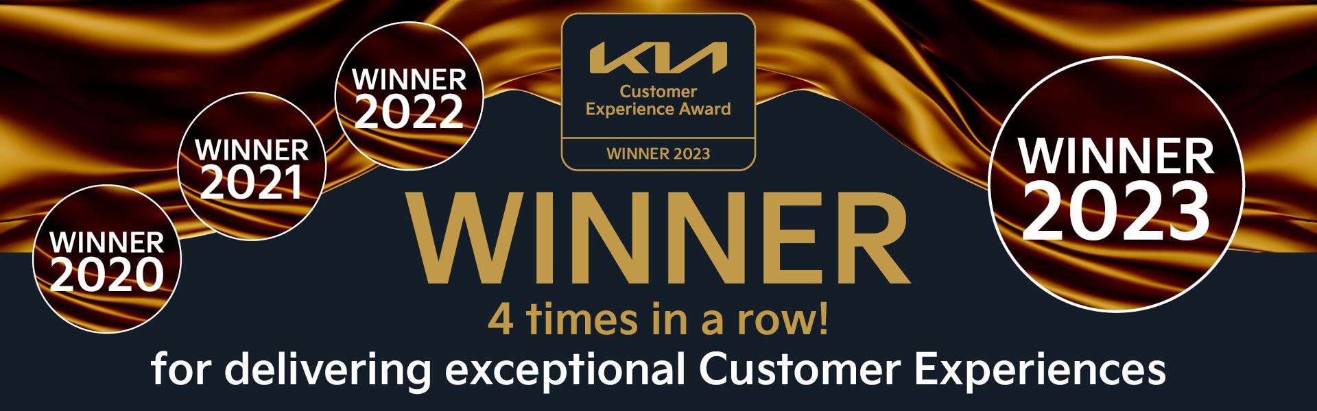 4 times in a row winner of Kia Customer Experience Award for delivering exceptional Customer Experience