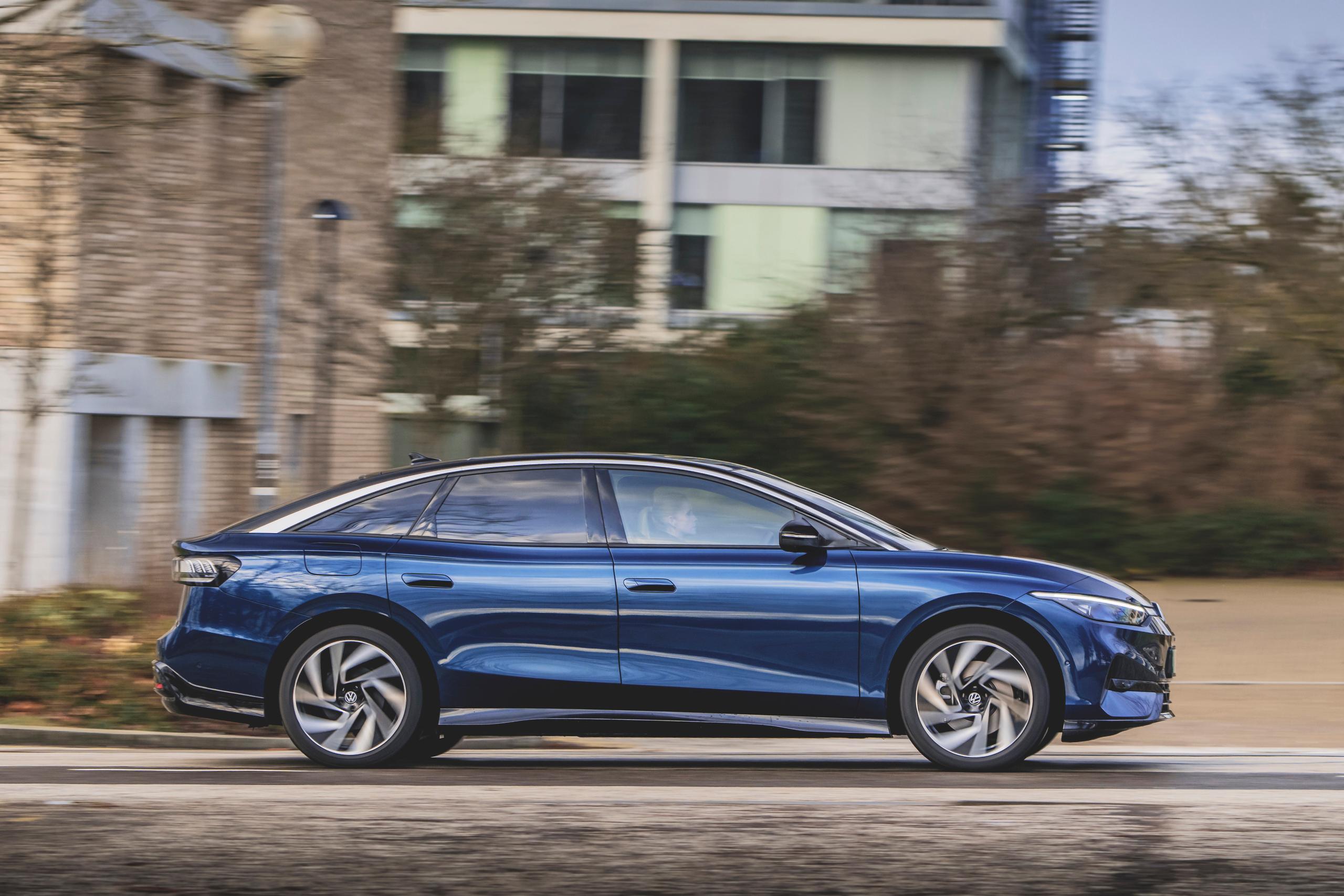 Blue  Volkswagen ID.7 Side View