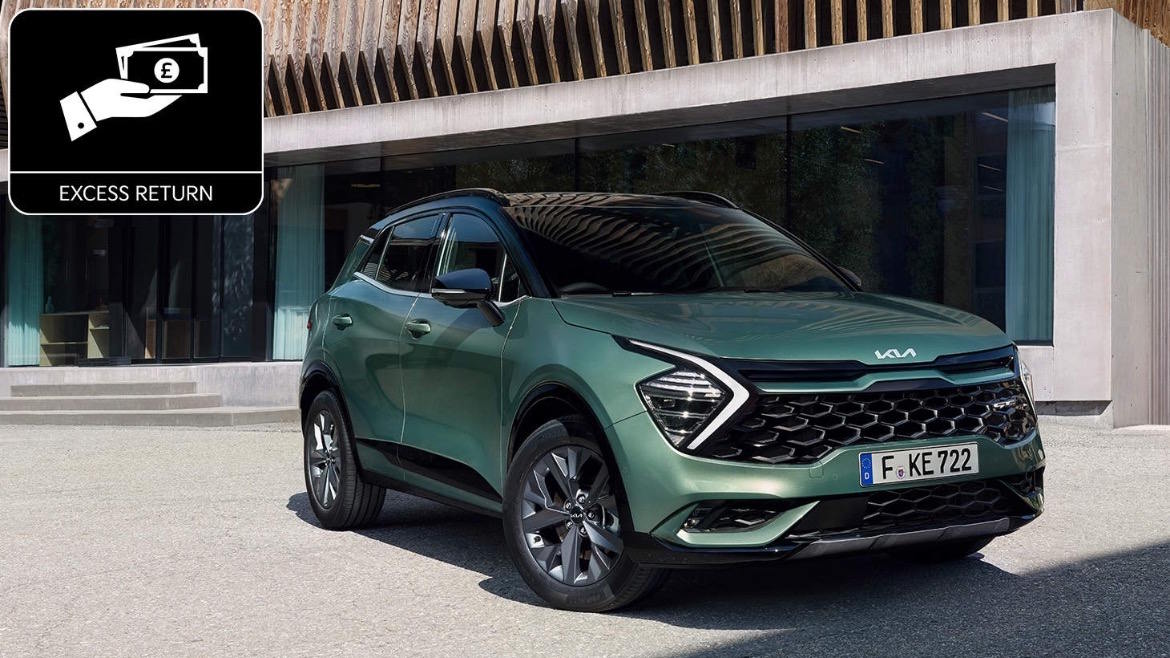 Insurance excess return benefit promoted alongside a Kia Sportage, providing additional financial protection.