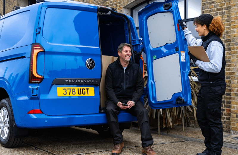 Person sat in back of Volkswagen Van