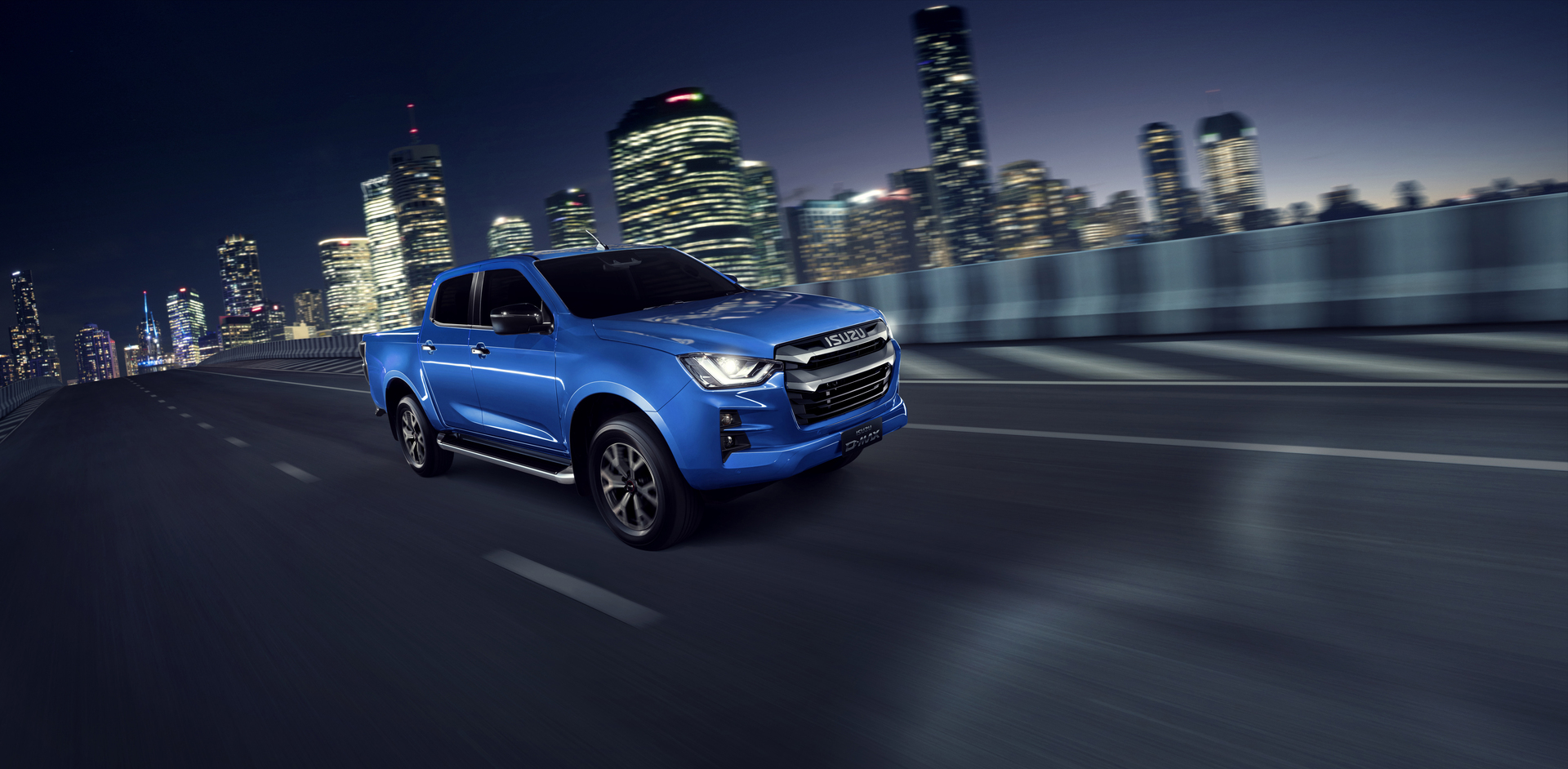 blue Isuzu D-Max DL40 on the highway