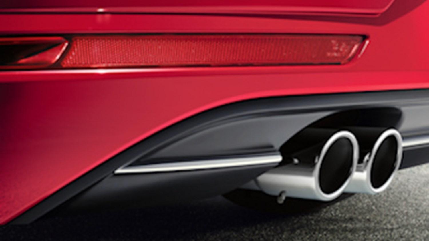 Exhaust of a red vehicle
