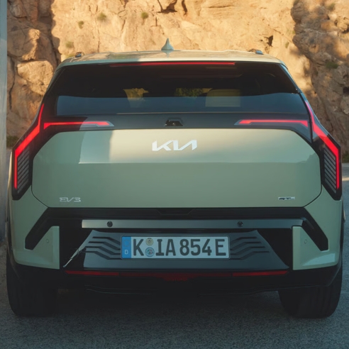 Kia EV3 in Pistachio Green exterior rear view