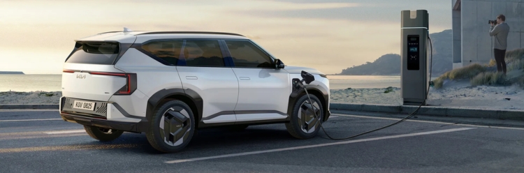 Kia Ev5 Charging in a public charging station