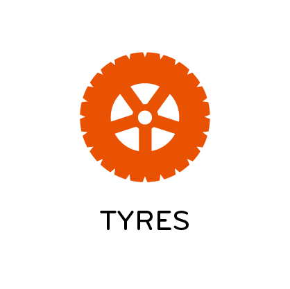 Tyre icon with Tyres written below