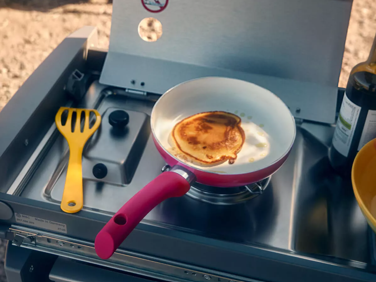 Kitchenette being cooked on
