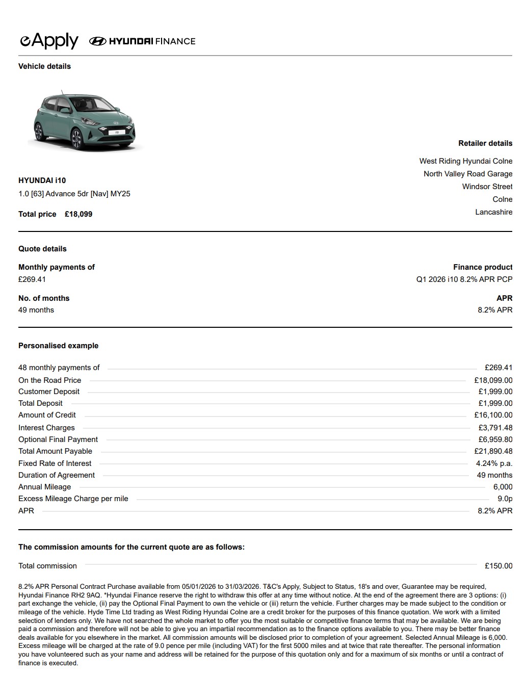 west riding hyundai finance