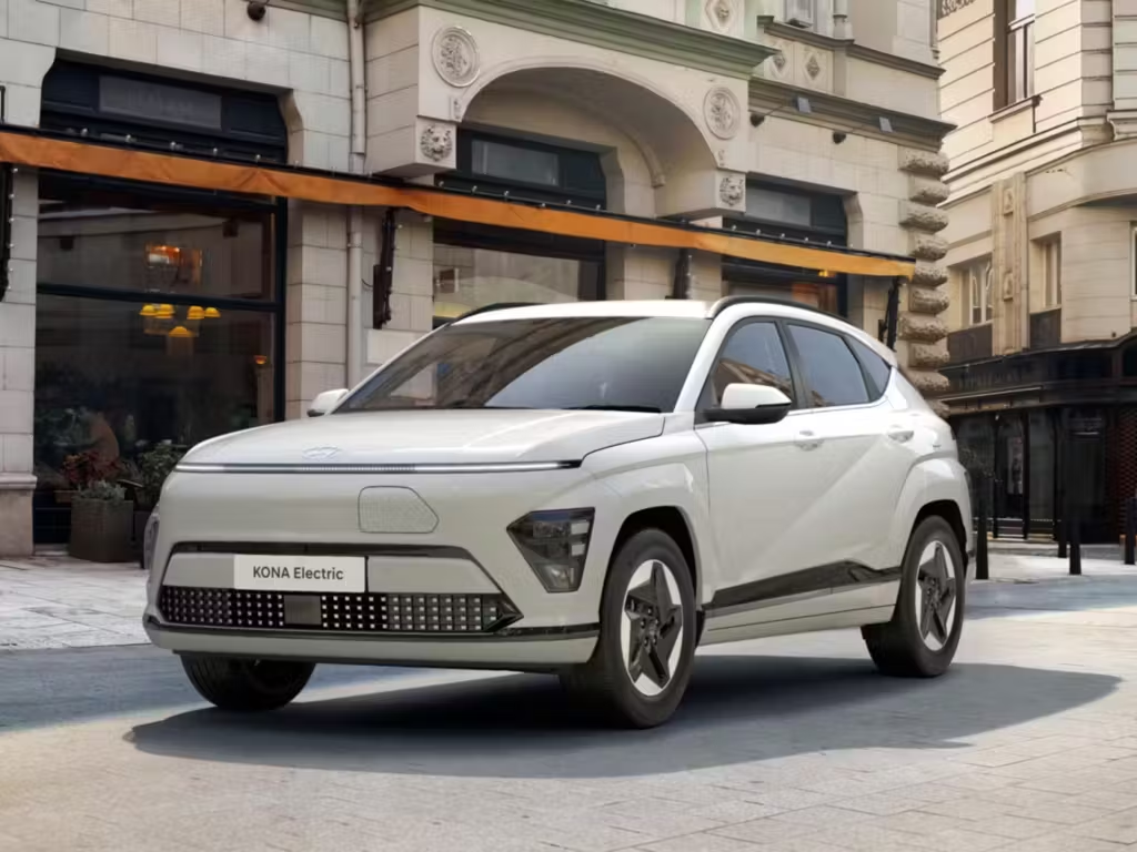 Hyundai Kona white parked